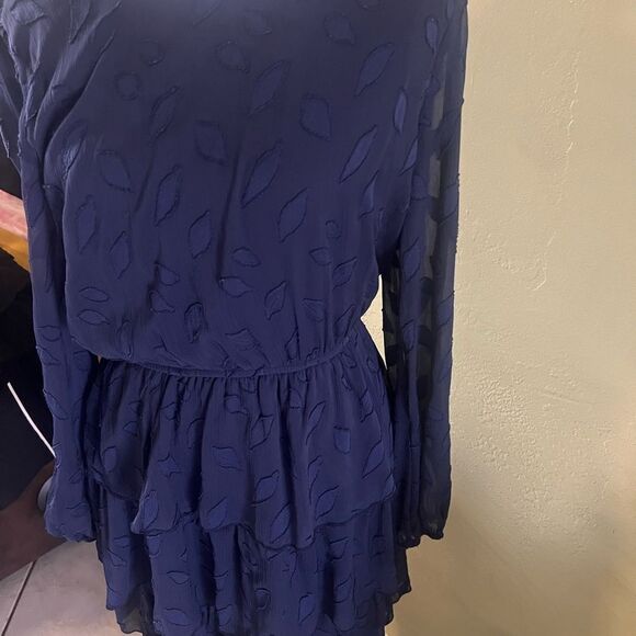 Studio M Blue V-Neck Long Sleeve Sundress - Picture 4 of 7